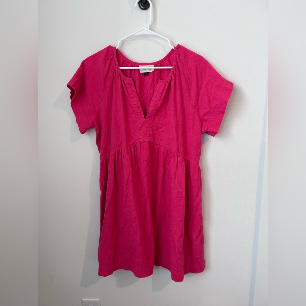 Pink V-Neck Women's Mini Dress